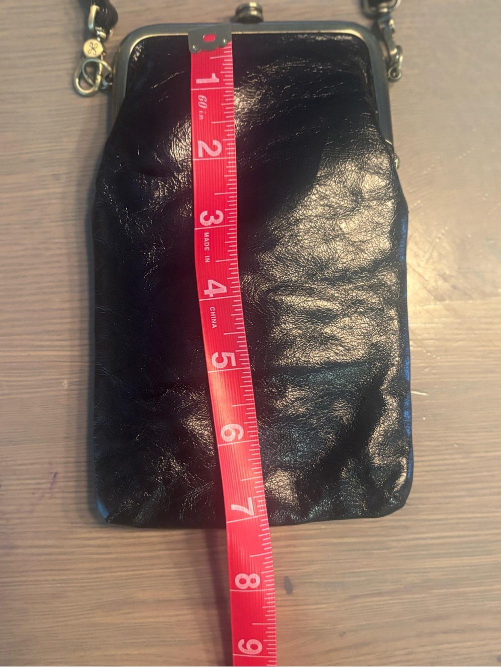 HOBO Black Leather Frame-Top Crossbody with Gold Hardware - Picture 4 of 6